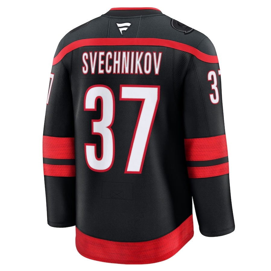 C.Hurricanes #37 Andrei Svechnikov Fanatics Home Premium Jersey - Black Stitched American Hockey Jerseys