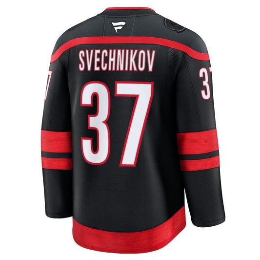 C.Hurricanes #37 Andrei Svechnikov Fanatics Home Premium Jersey - Black Stitched American Hockey Jerseys