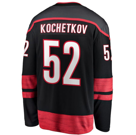 C.Hurricanes #52 Pyotr Kochetkov Fanatics Home Premier Breakaway Player Jersey - Black Stitched American Hockey Jerseys