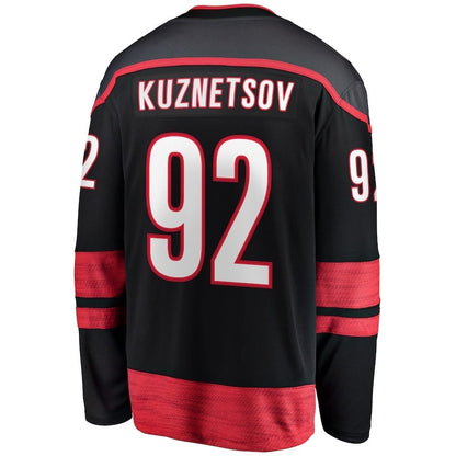 C.Hurricanes #92 Evgeny Kuznetsov Fanatics Home Breakaway Jersey - Black Stitched American Hockey Jerseys