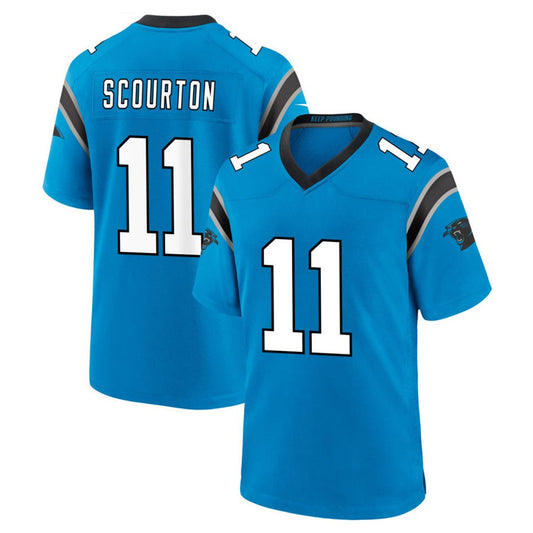 C.Panthers #11 Nic Scourton Player Blue Home Game Football Jerseys