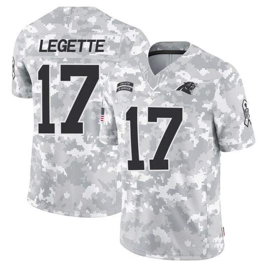 C.Panthers #17 Xavier Legette Player Salute to Service Limited Arctic Camo Football Jerseys