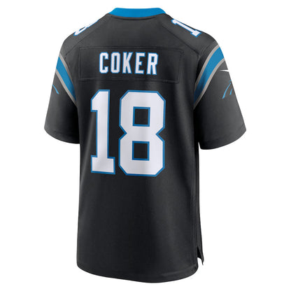 C.Panthers #18 Jalen Coker Player Black Home Game Football Jerseys
