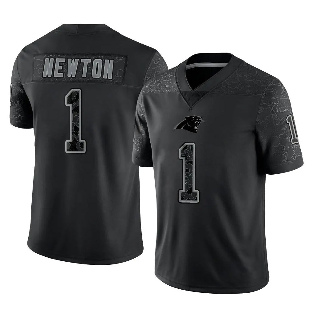 C.Panthers #1 Cam Newton Player Black REFLECTIVE Limited Football Jerseys