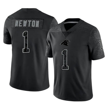 C.Panthers #1 Cam Newton Player Black REFLECTIVE Limited Football Jerseys