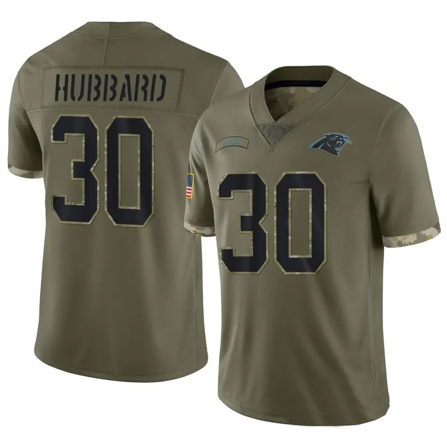 C.Panthers #30 Chuba Hubbard Player Salute To Service Olive Football Jerseys