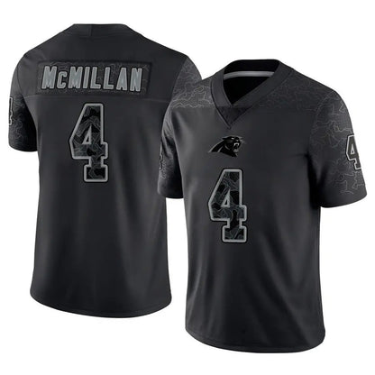 C.Panthers #4 Tetairoa McMillan Player Black REFLECTIVE Limited Football Jerseys
