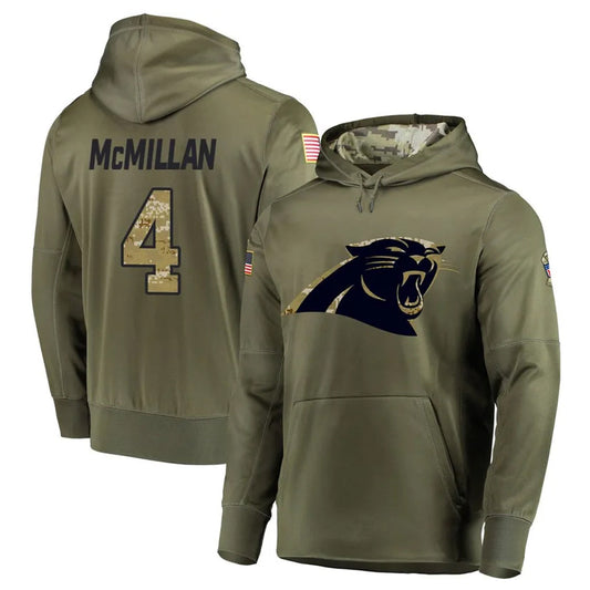 C.Panthers #4 Tetairoa McMillan Player Olive Salute to Service Limited Hoodies Football Jerseys