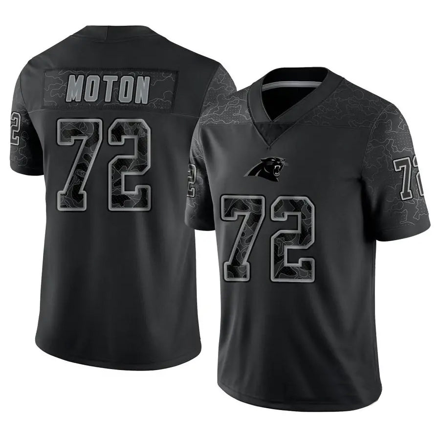 C.Panthers #72 Taylor Moton Player Black REFLECTIVE Limited Football Jerseys