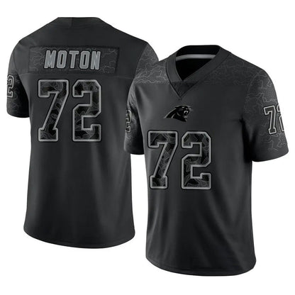 C.Panthers #72 Taylor Moton Player Black REFLECTIVE Limited Football Jerseys