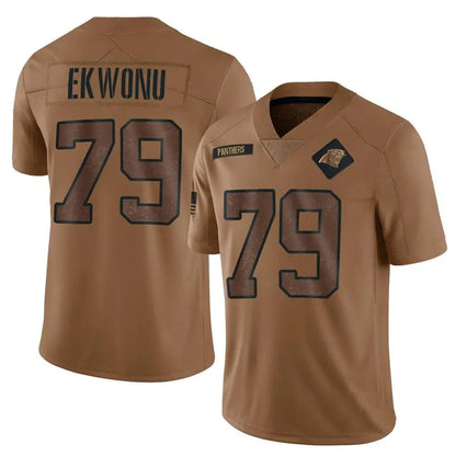 C.Panthers #79 Ikem Ekwonu Player Brown Salute To Service Limited Football Jerseys