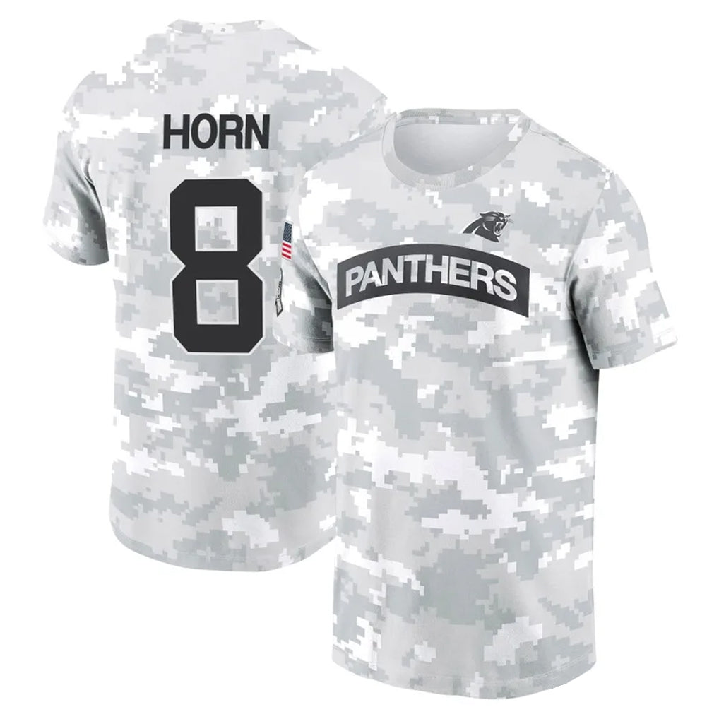 C.Panthers #8 Jaycee Horn Player Salute to Service Hoodies & T-Shirts Football Jerseys