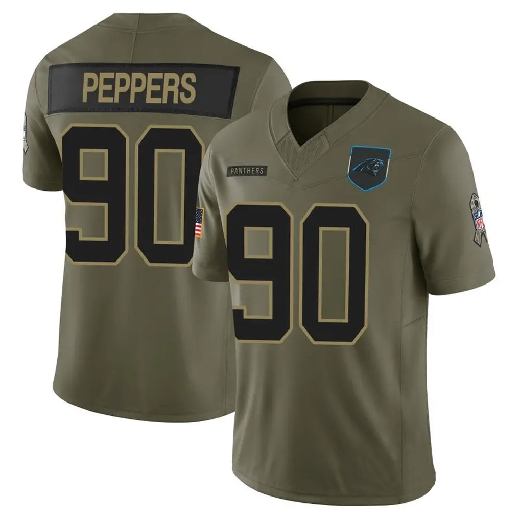 C.Panthers #90 Julius Peppers Player Salute To Service Olive Limited Football Jerseys