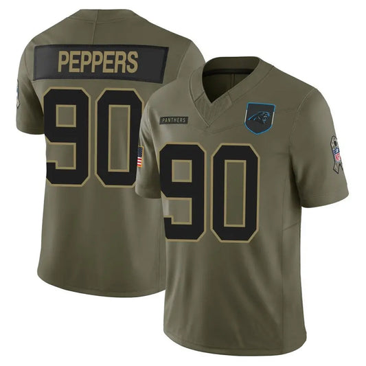 C.Panthers #90 Julius Peppers Player Salute To Service Olive Limited Football Jerseys