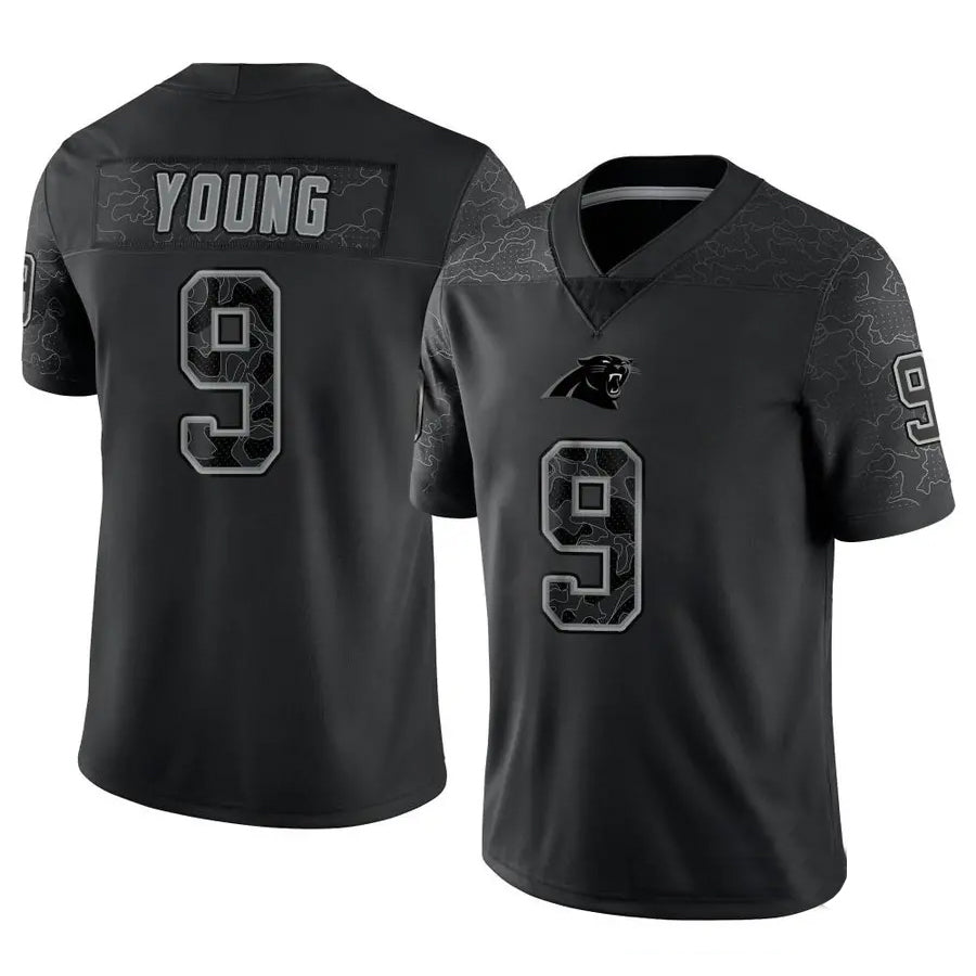 C.Panthers #9 Bryce Young Player Black REFLECTIVE Limited Football Jerseys