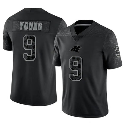 C.Panthers #9 Bryce Young Player Black REFLECTIVE Limited Football Jerseys