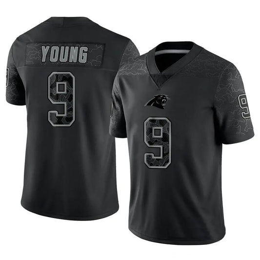 C.Panthers #9 Bryce Young Player Black REFLECTIVE Limited Football Jerseys