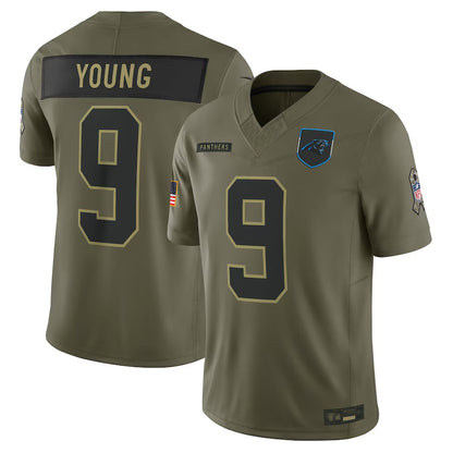 C.Panthers #9 Bryce Young Player Olive Salute to Service Limited Football Jerseys