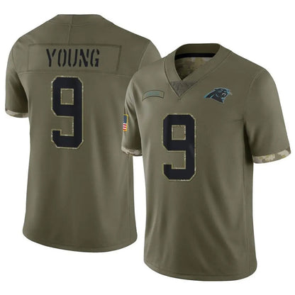 C.Panthers #9 Bryce Young Player Salute To Service Olive Football Jerseys
