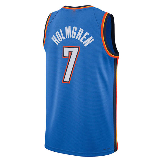 OC.Thunder #7 Chet Holmgren Unisex 2022  Draft First Round Pick Player Swingman Jersey Icon Edition Blue Stitched American Basketball Jersey