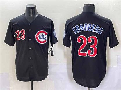 Chicago Cubs #23 Ryne Sandberg Black Limited Stitched Baseball Jersey