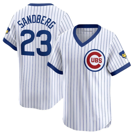 Chicago Cubs #23 Ryne Sandberg Throwback Cooperstown Limited Jersey - White Stitched Baseball Jersey