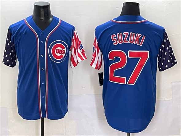 Chicago Cubs #27 Seiya Suzuki Royal 2025 Independence Day Vapor Premier Limited Stitched Baseball Jersey