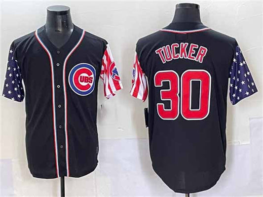 Chicago Cubs #30 Kyle Tucker Black 2025 Independence Day Vapor Premier Limited Stitched Baseball Jersey