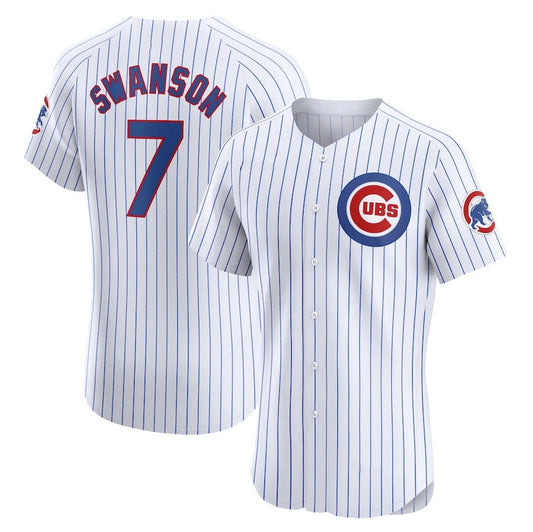 Chicago Cubs #7 Dansby Swanson Home Elite Player Jersey - White Stitched Baseball Jersey
