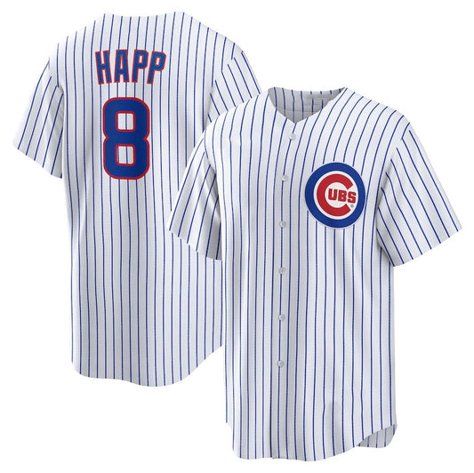 Chicago Cubs #8 Ian Happ Home Replica Jersey - White Stitched Baseball Jersey