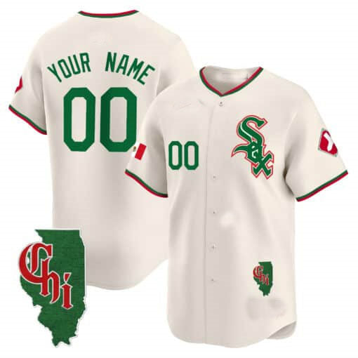 Custom Chicago White Sox Mexico Vapor Premier Limited ¨C Illinois Patch ¨C All Stitched Baseball Jersey