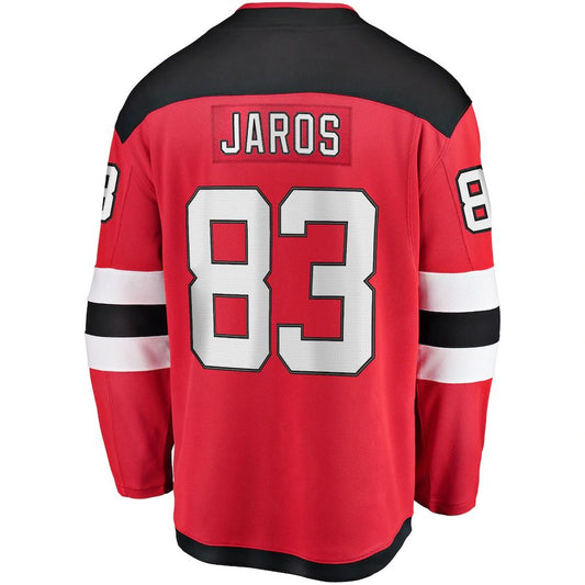 NJ.Devils #83 Christian Jaros Fanatics Branded Home Breakaway Player Jersey  Red Stitched American Hockey Jerseys