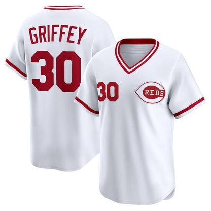 Cincinnati Reds #30 Ken Griffey Throwback Cooperstown Collection Limited Jersey - White Stitched Baseball Jerseys