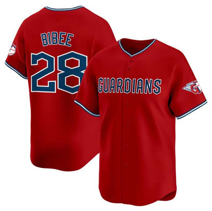 Cleveland Guardians #28 Tanner Bibee Red Alternate Limited Stitched Baseball Jersey