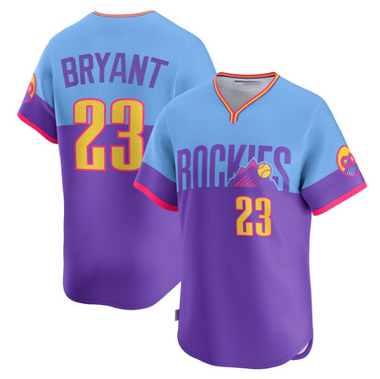 Colorado Rockies #23 Kris Bryant Purple/Light Blue 2025 City Connect Limited Player Baseball Jerseys