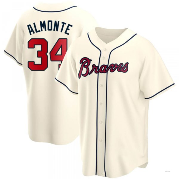 Atlanta Braves #34 Abconeam Almonte Cream Alternate Jersey Stitches Baseball Jerseys