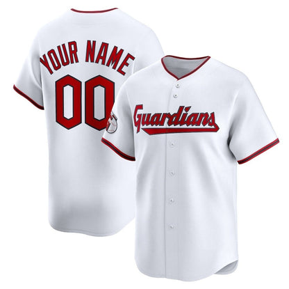 Custom Cleveland Guardians Home Limited Jersey - White Stitched Baseball Jerseys