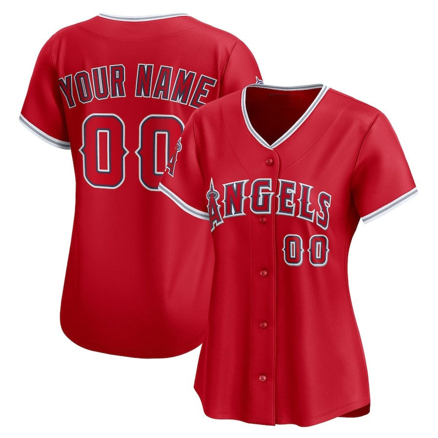 Custom Los Angeles Angels Alternate Limited Jersey - Red Stitched Baseball Jersey