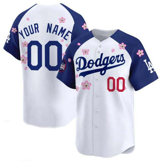 Custom Los Angeles Dodgers Active Player White Royal 2025 Tokyo Series Limited Stitched Baseball Jersey