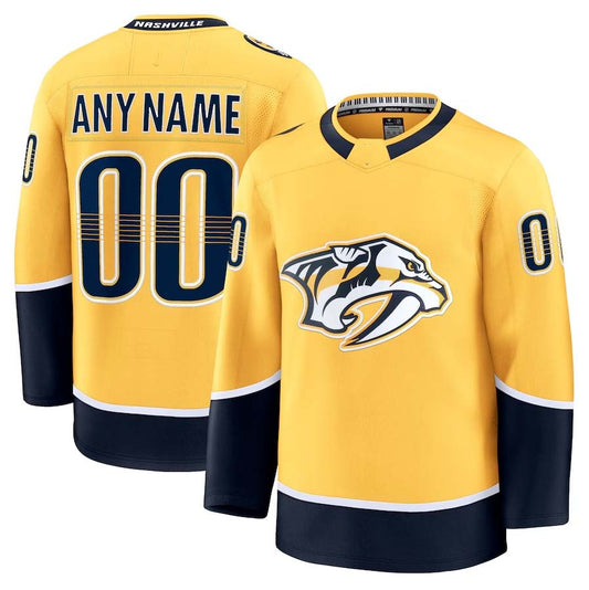 Custom N.Predators Fanatics Home Premium Jersey - Gold Stitched American Hockey Jerseys