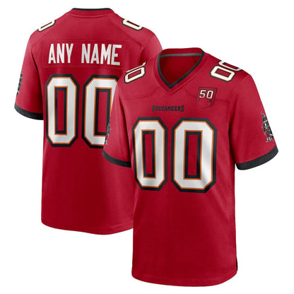 Custom TB.Buccaneers Red 50th Anniversary Game Stitched American Football Jerseys