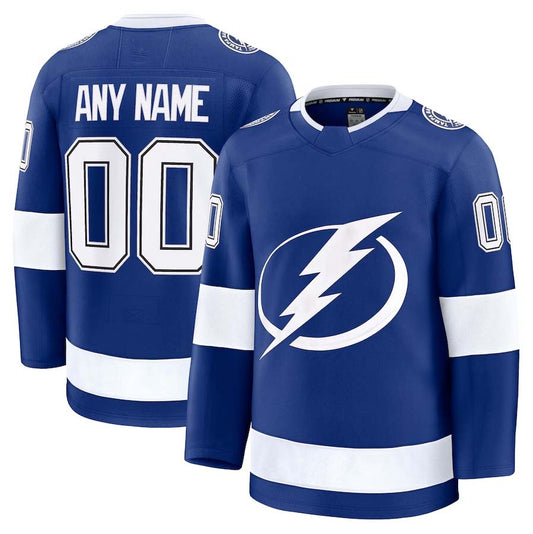Custom TB.Lightning Fanatics Home Premium Jersey - Blue Stitched American Hockey Jerseys