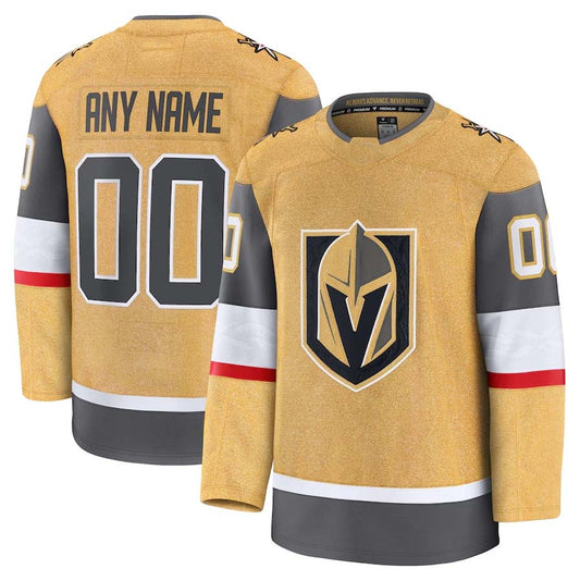 Custom V.Golden Knights Fanatics Home Premium Jersey - Gold Stitched American Hockey Jerseys