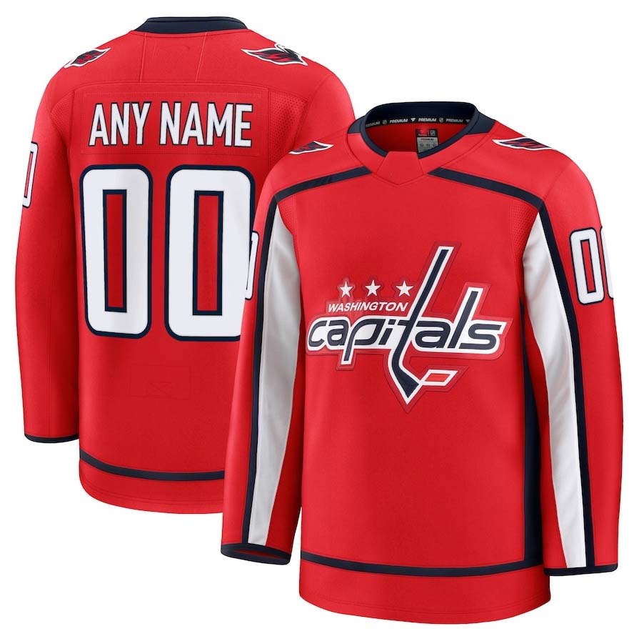 Custom W.Capitals Fanatics Home Premium Jersey - Red Stitched American Hockey Jerseys