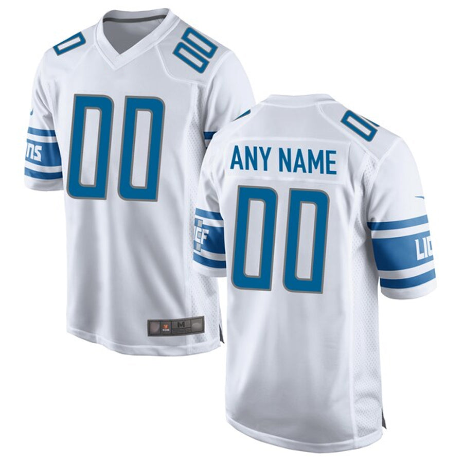 Custom D.Lions White Replica Game Football Jerseys