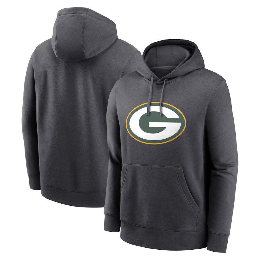 Custom GB.Packers Anthracite Pullover Hoodie Game Football Jerseys