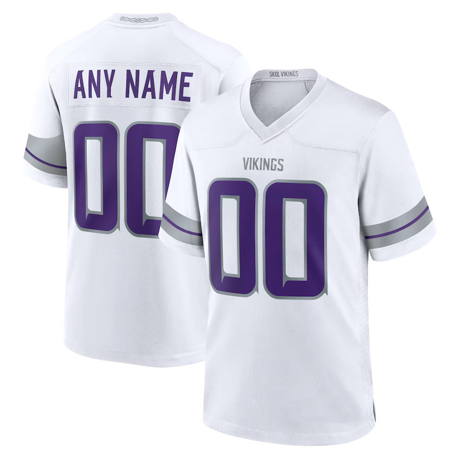 Custom MN.Vikings White Alternate Game Football Jerseys
