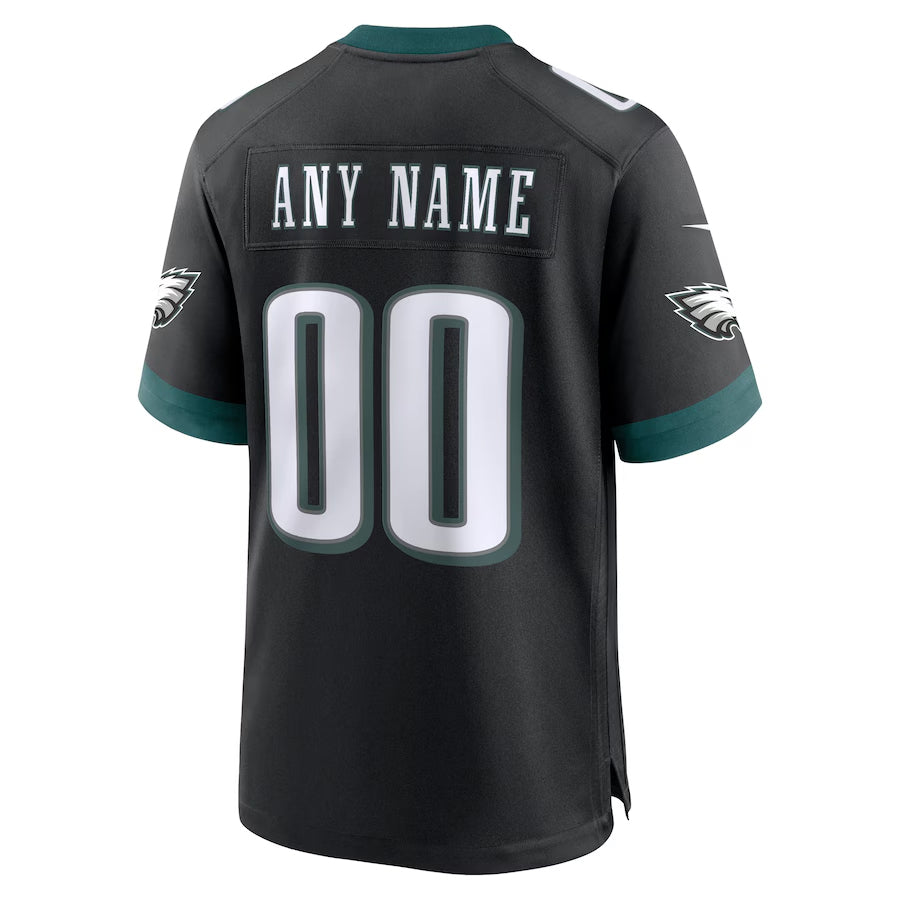 Custom P.Eagles Black Stitched Alternate Game Football Jerseys
