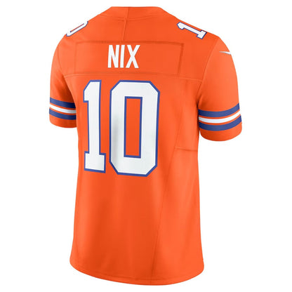 D.Broncos #10 Bo Nix Orange Vapor F.U.S.E. Limited American Football Jersey