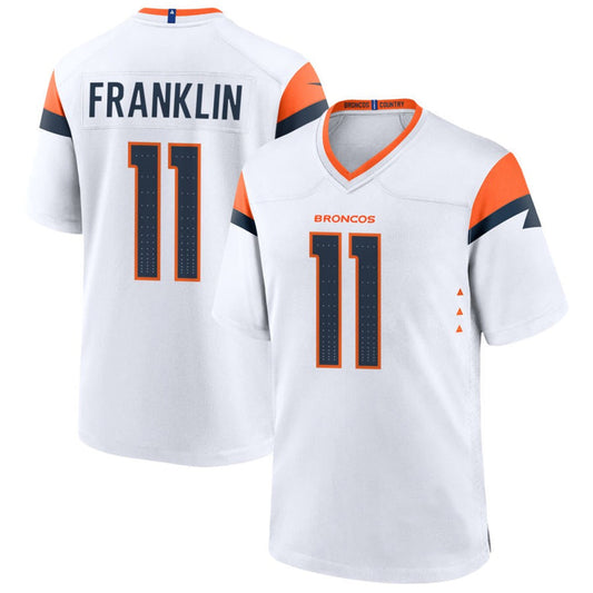 D.Broncos #11 Troy Franklin Player White Home Game Football Jerseys